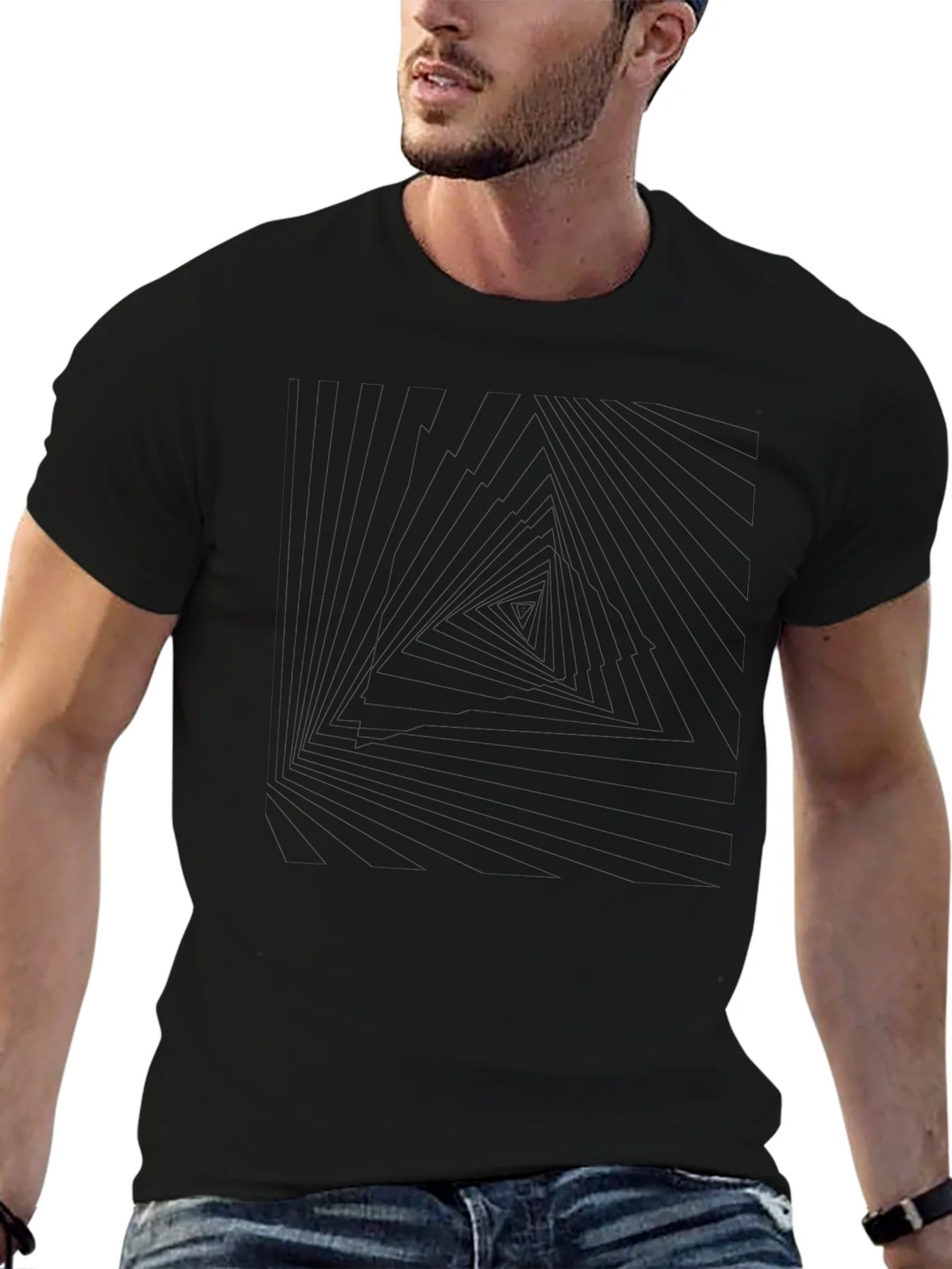 Abstract Triangle Graphic Tee - Mens Black T-Shirt product image 6