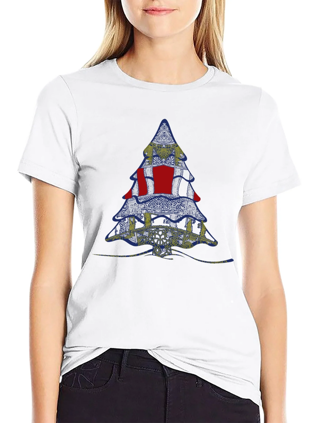Abstract Christmas Tree Graphic Tee - Black product image 8