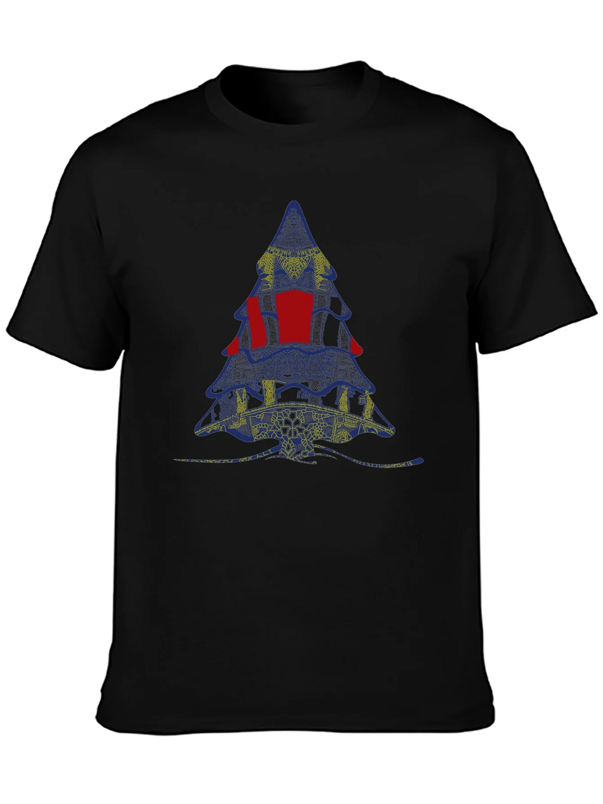 Abstract Christmas Tree Graphic Tee - Black product image 3