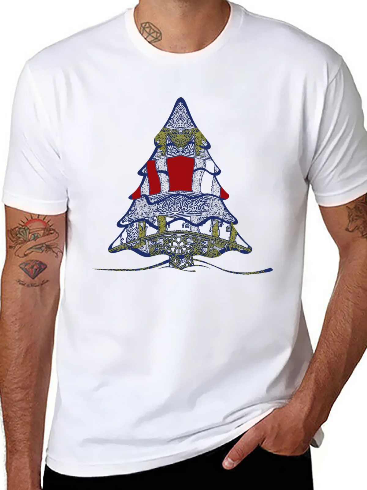 Abstract Christmas Tree Graphic Tee - Black product image 7