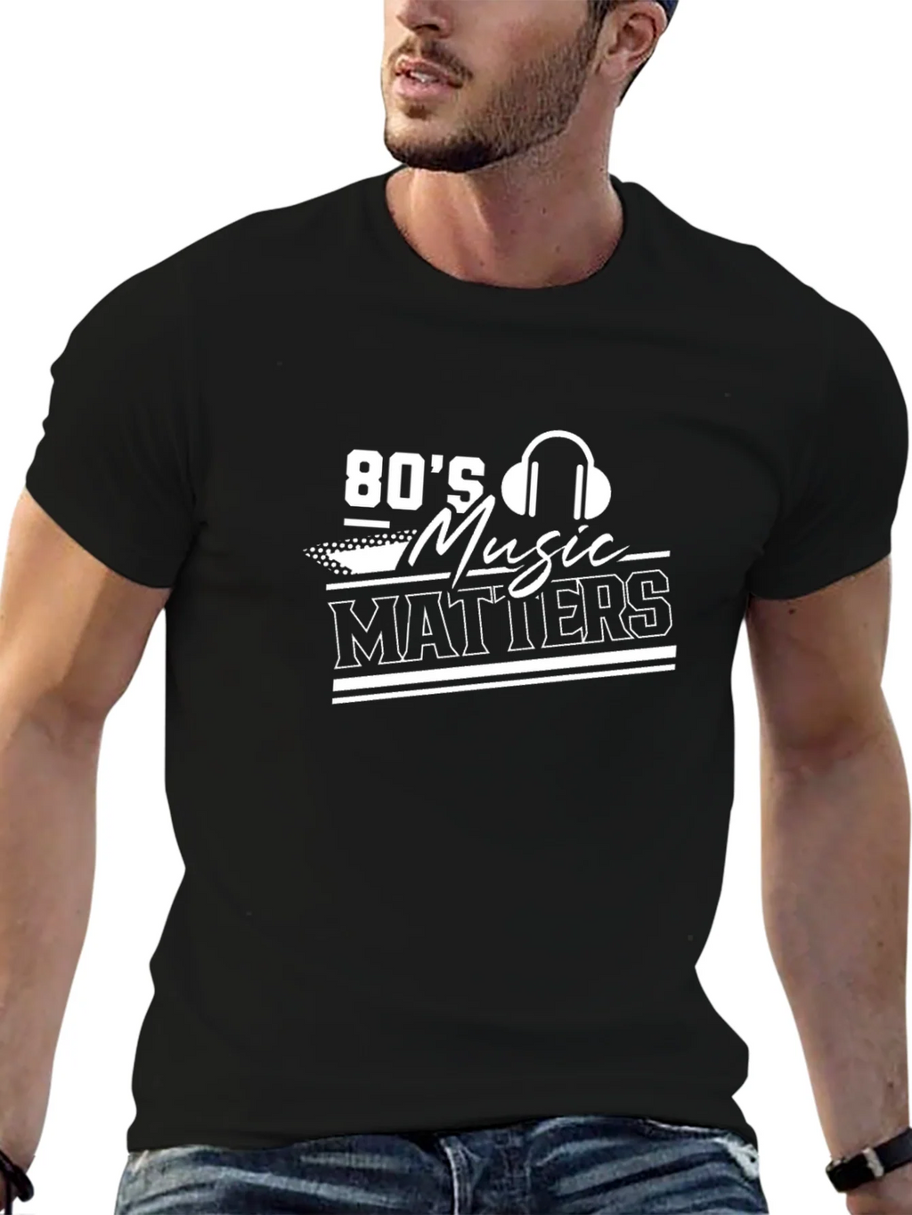 80s Music Matters Graphic Tee - Black product image 6