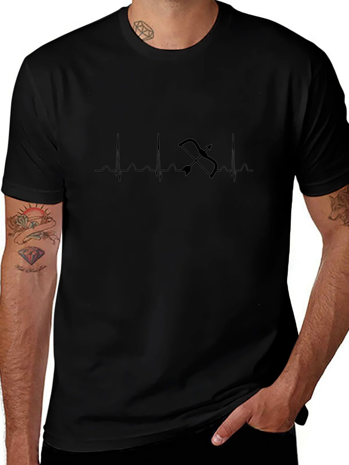 Archery Heartbeat T-Shirt - Black Unique Design product image 1