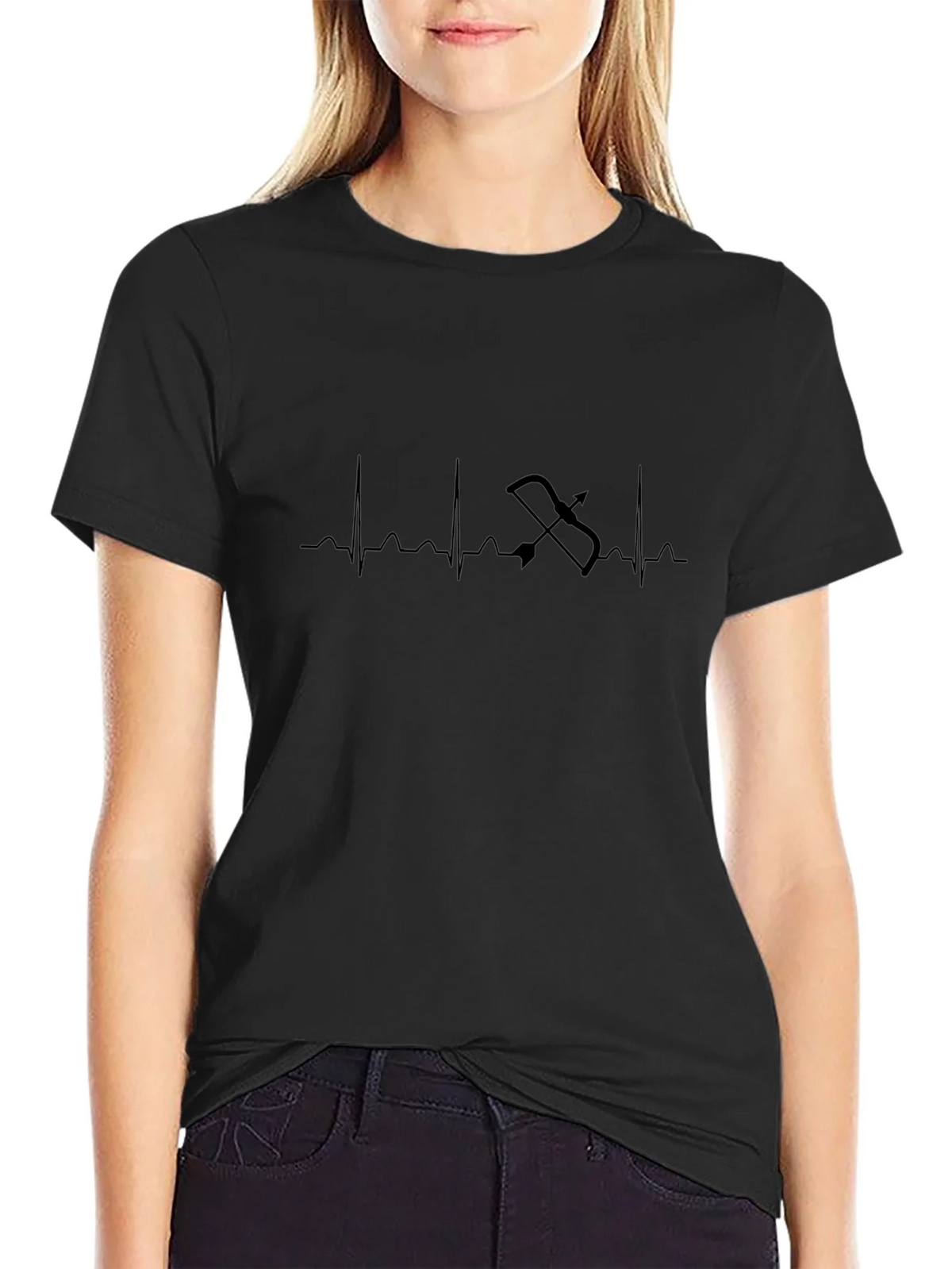 Archery Heartbeat T-Shirt - Black Unique Design product image 2