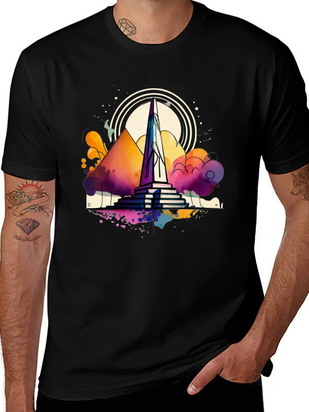 Abstract Obelisk Graphic Tee - Mens Black T-Shirt product image 1
