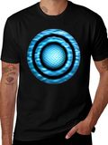 Abstract Blue Circle Design Black T-Shirt product image 1