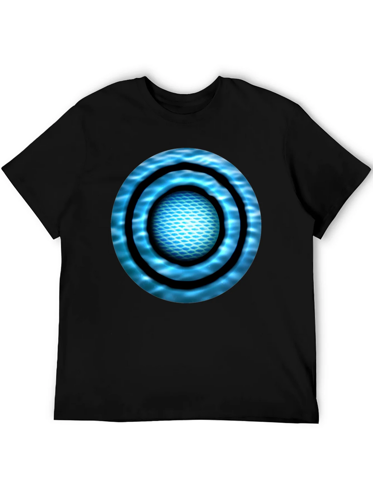 Abstract Blue Circle Design Black T-Shirt product image 5