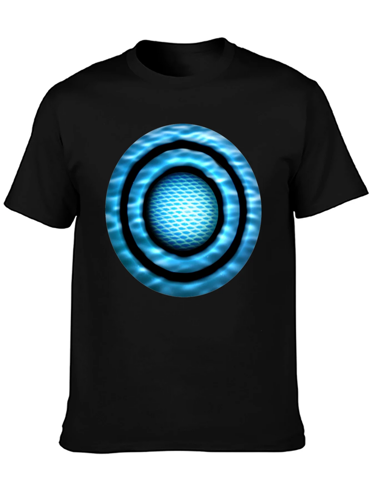 Abstract Blue Circle Design Black T-Shirt product image 3