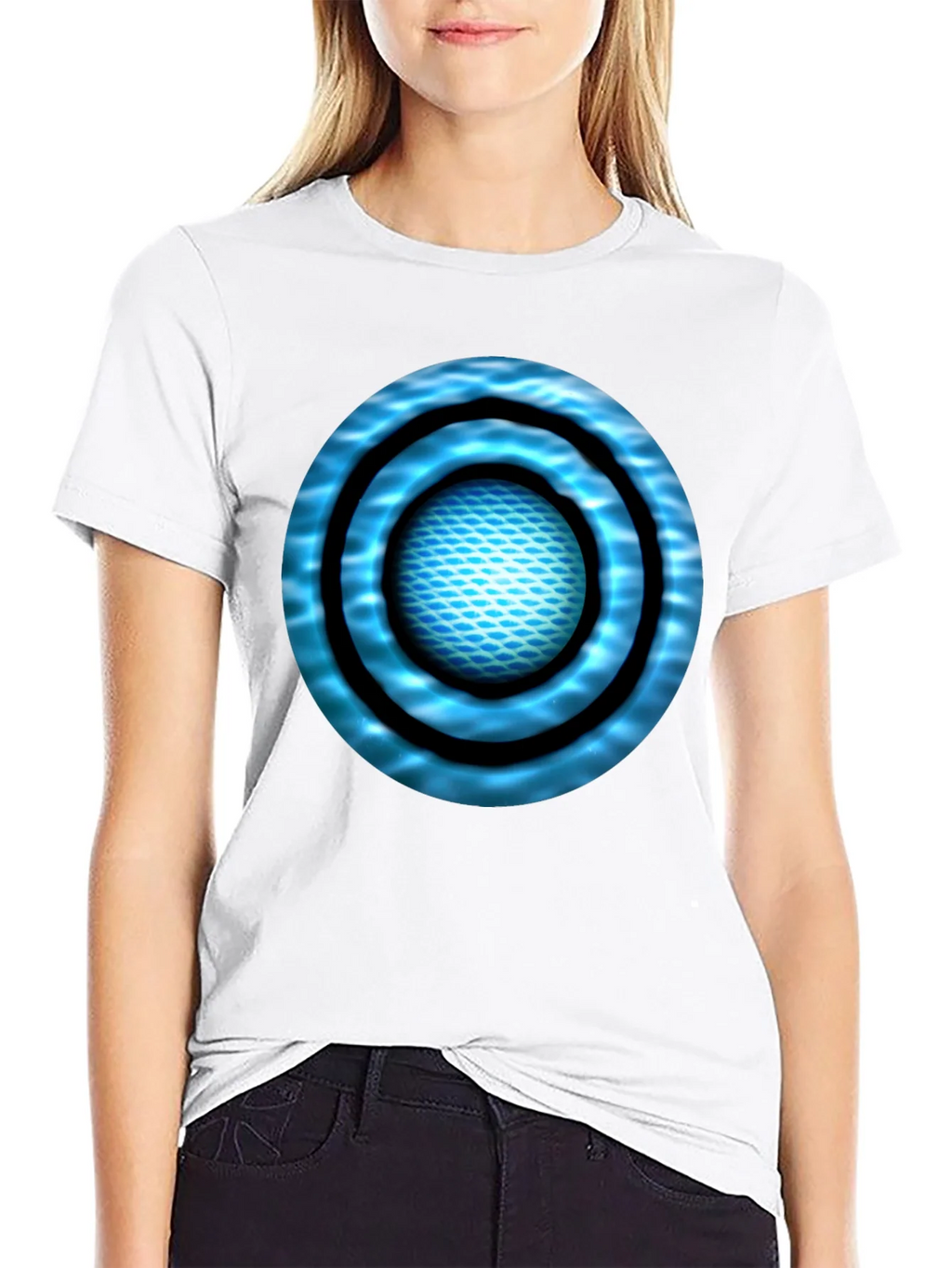 Abstract Blue Circle Design Black T-Shirt product image 8