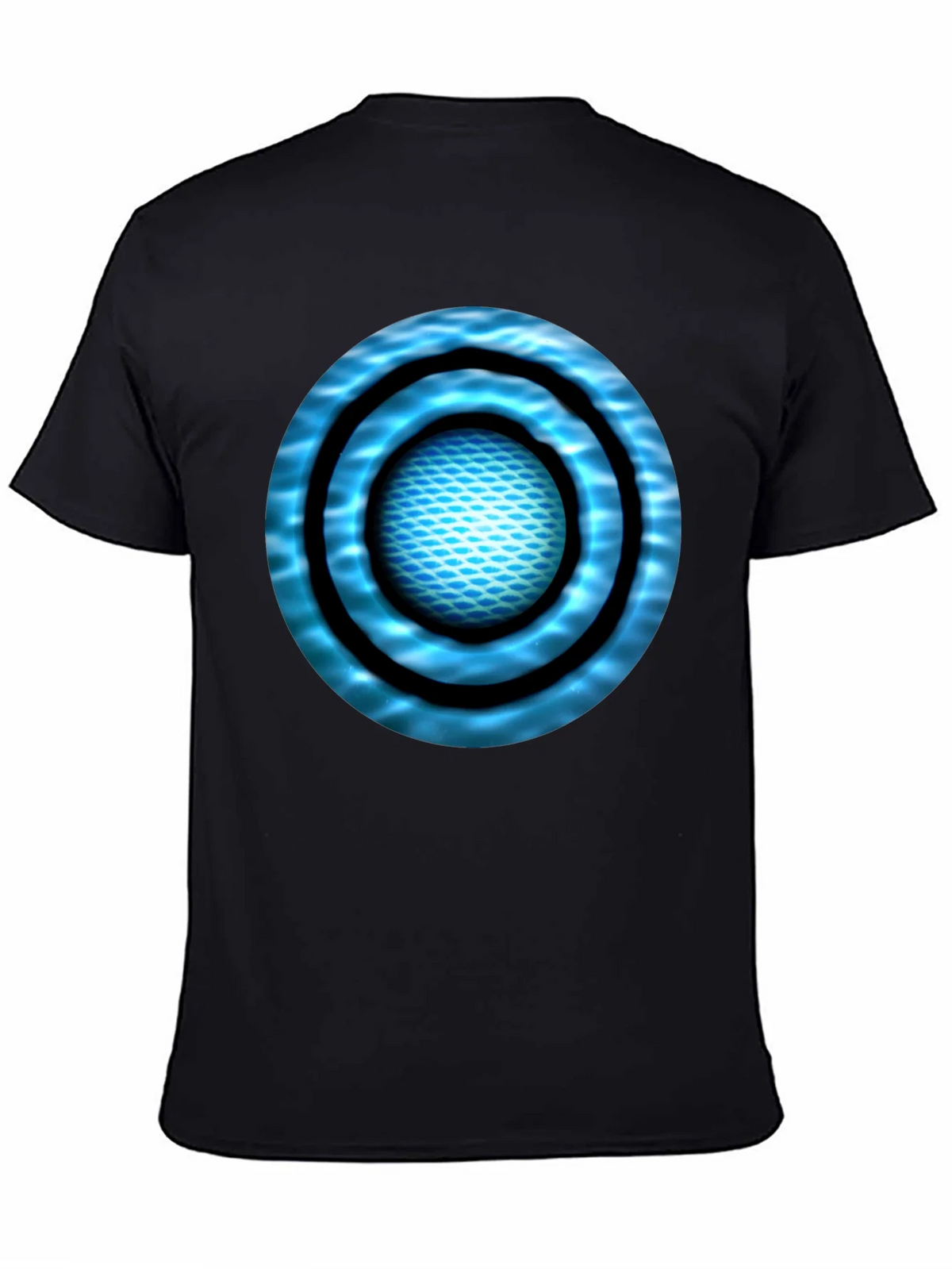 Abstract Blue Circle Design Black T-Shirt product image 4
