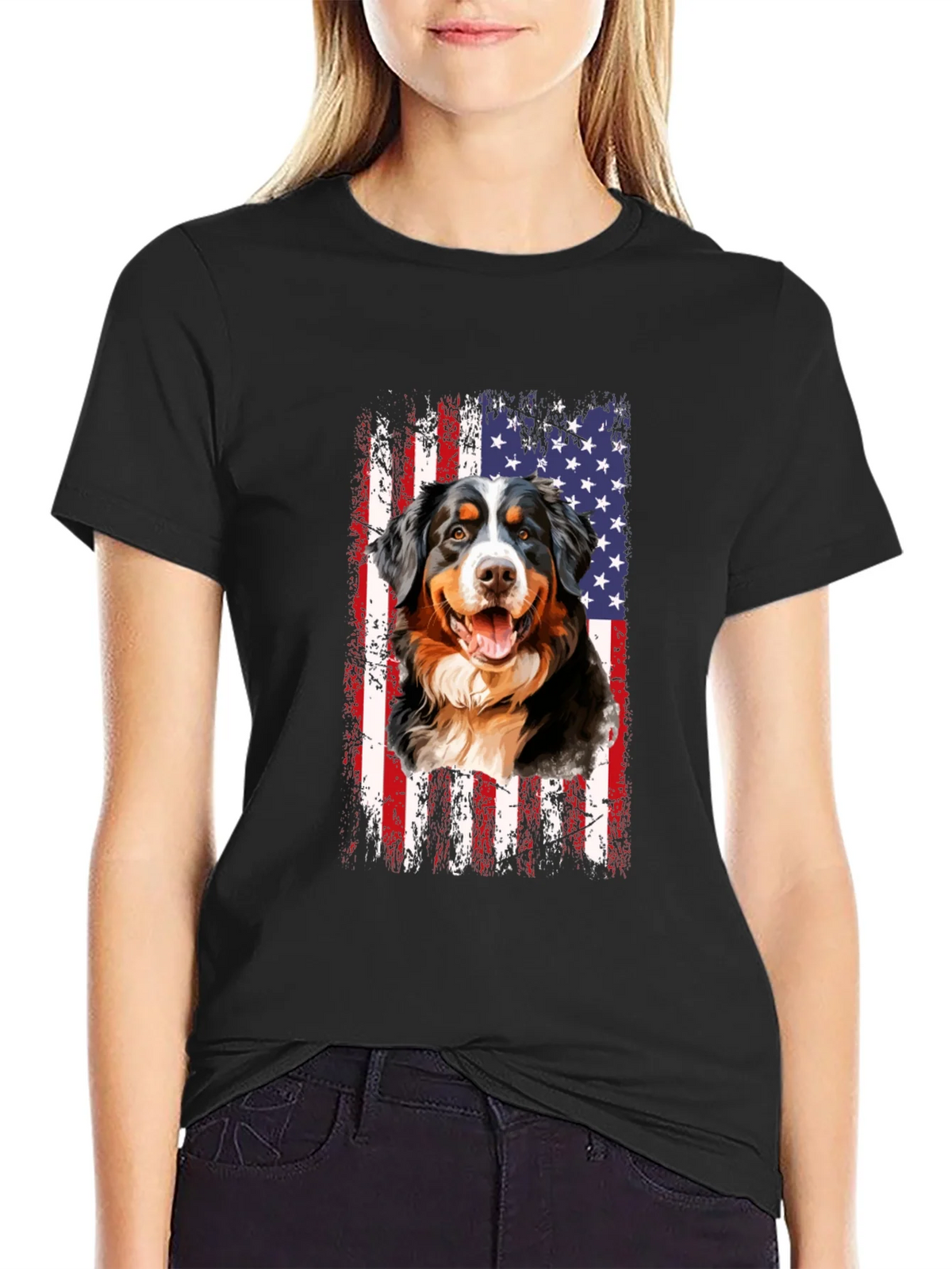 American Flag Bernese Mountain Dog T-Shirt product image 2