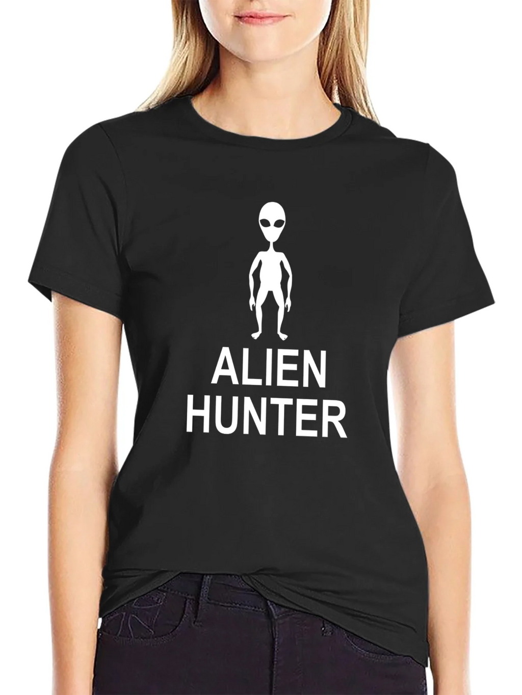 Alien Hunter Graphic Tee - Black Cotton T-Shirt product image 2