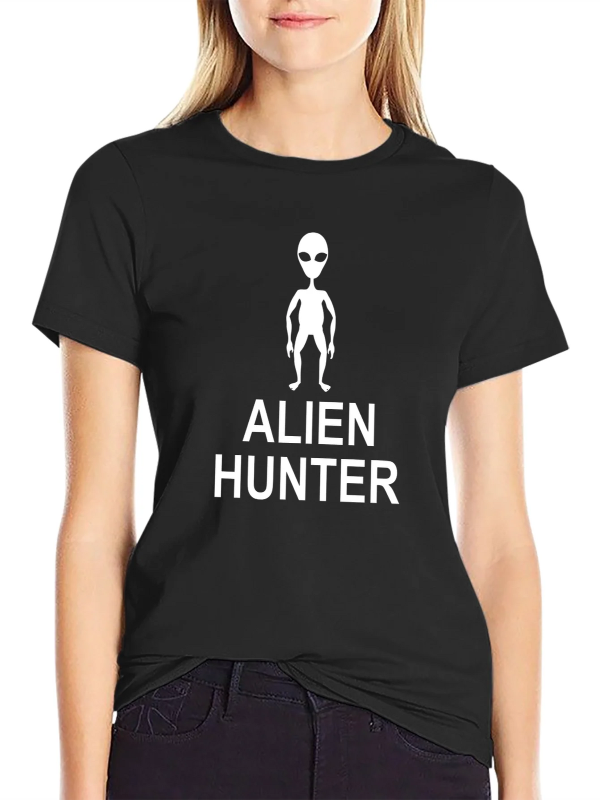 Alien Hunter Graphic Tee - Black Cotton T-Shirt product image 2