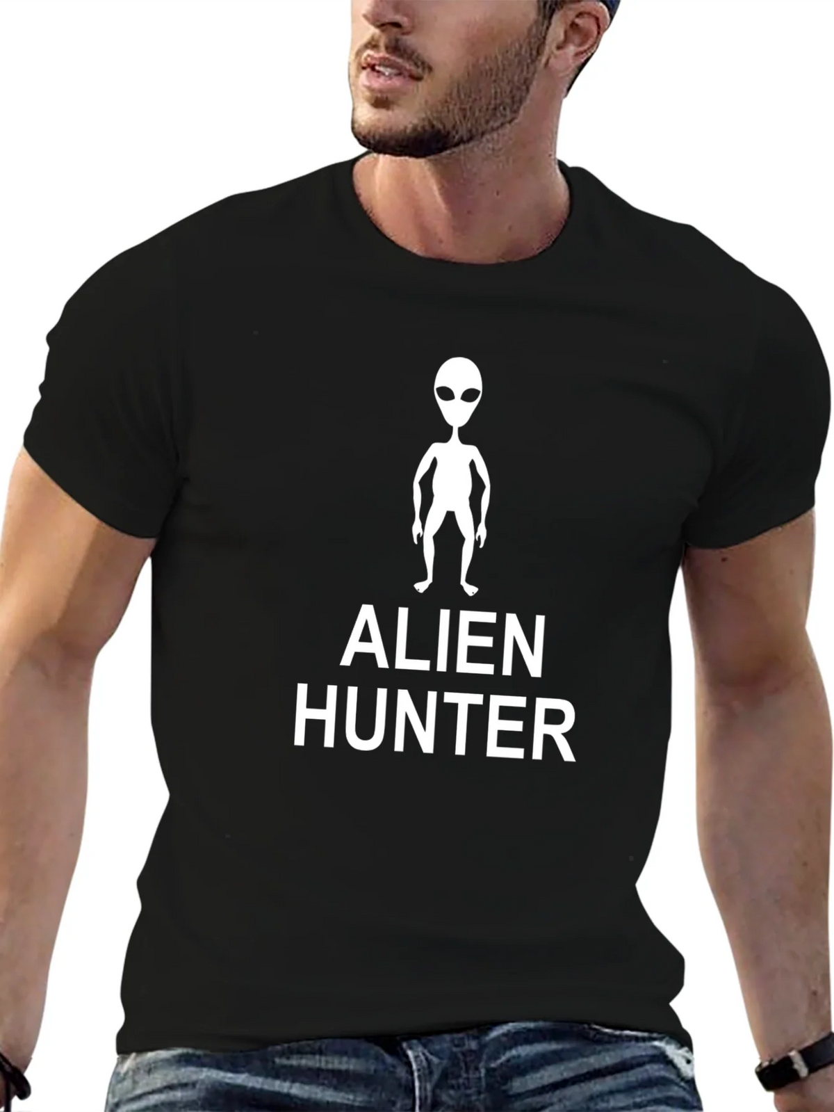 Alien Hunter Graphic Tee - Black Cotton T-Shirt product image 6