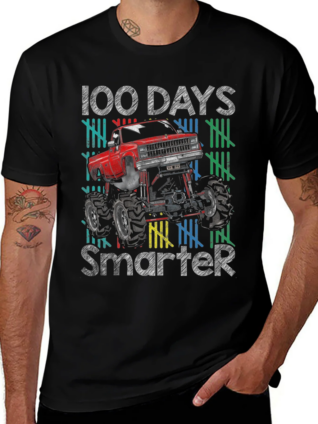 100 Days Smarter Monster Truck T-Shirt product image 1