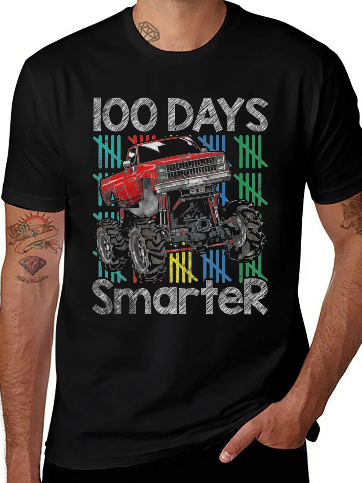 100 Days Smarter Monster Truck T-Shirt product image 1