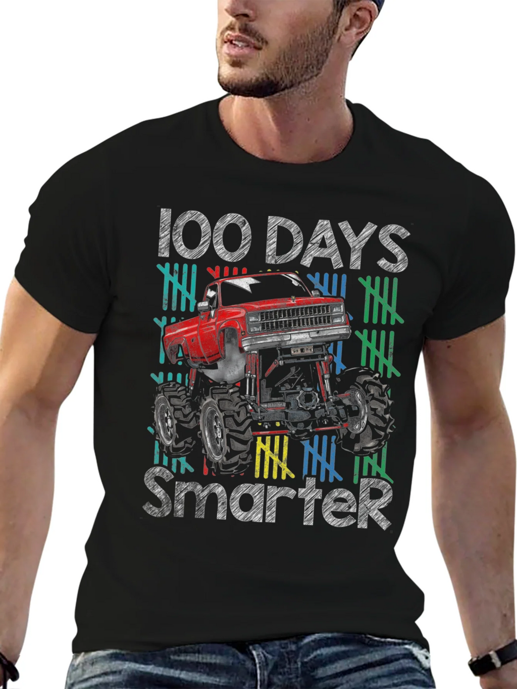 100 Days Smarter Monster Truck T-Shirt product image 6