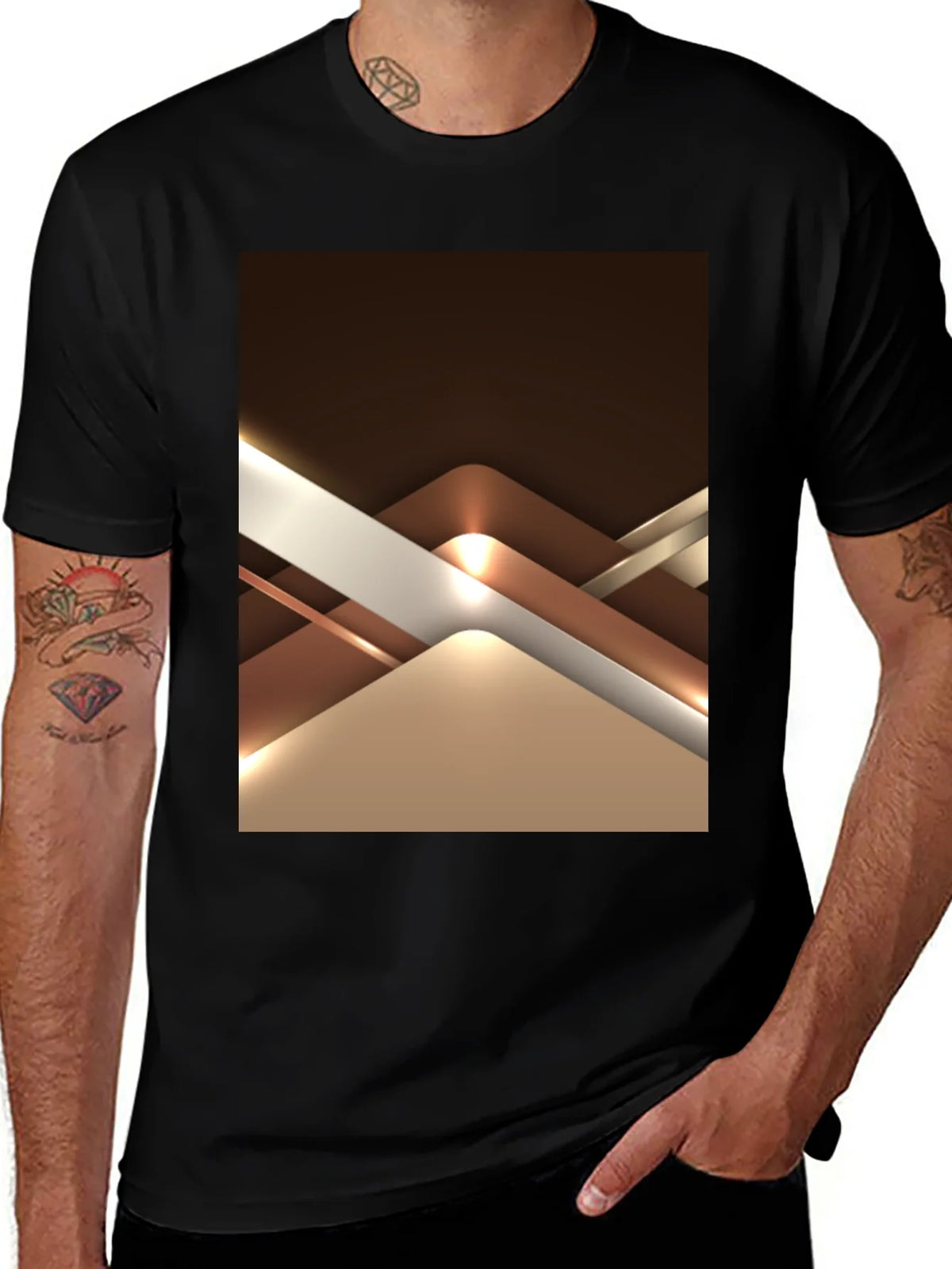 Abstract Geometric Design Graphic Tee - Black product image 1
