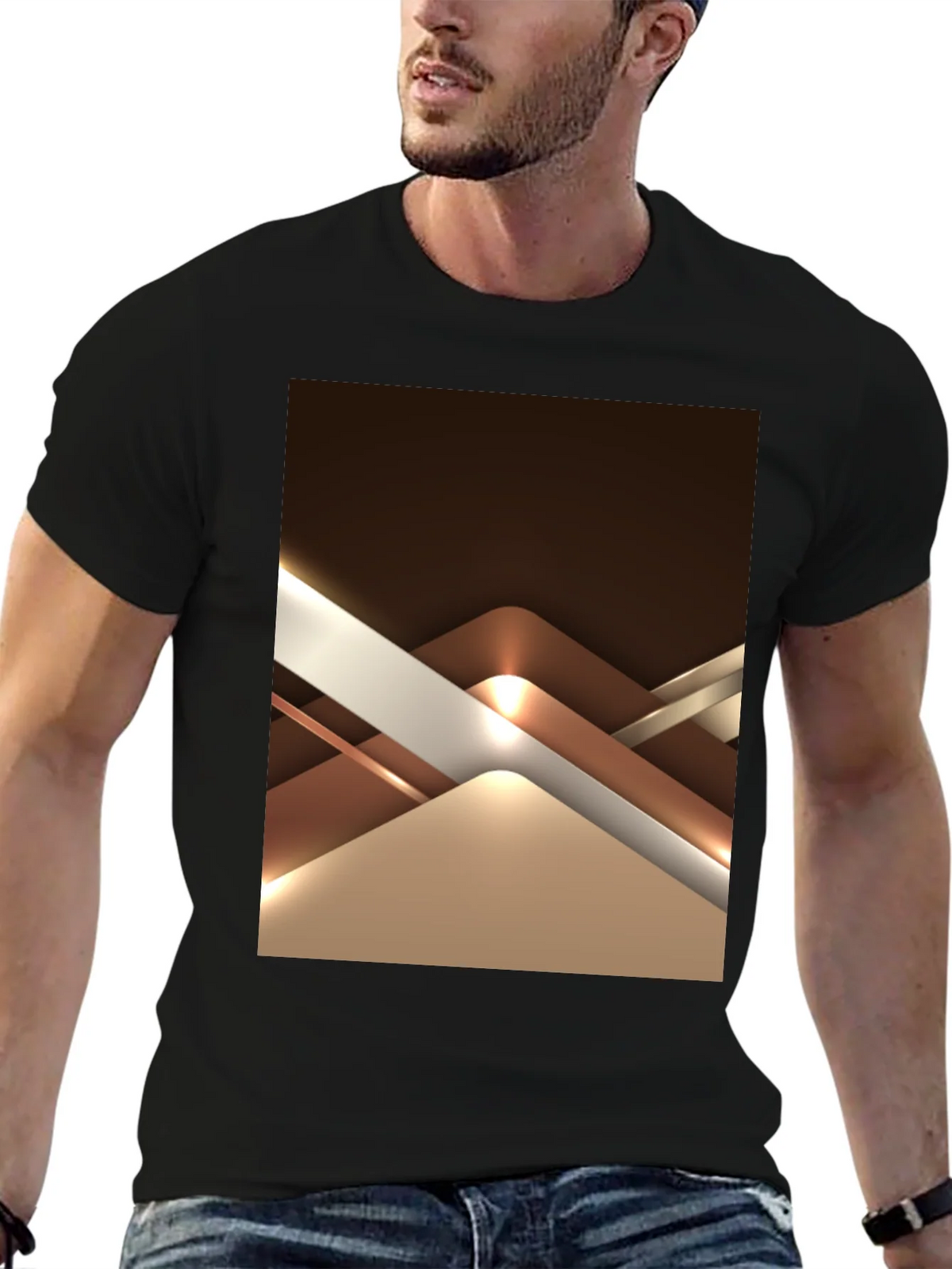 Abstract Geometric Design Graphic Tee - Black product image 6