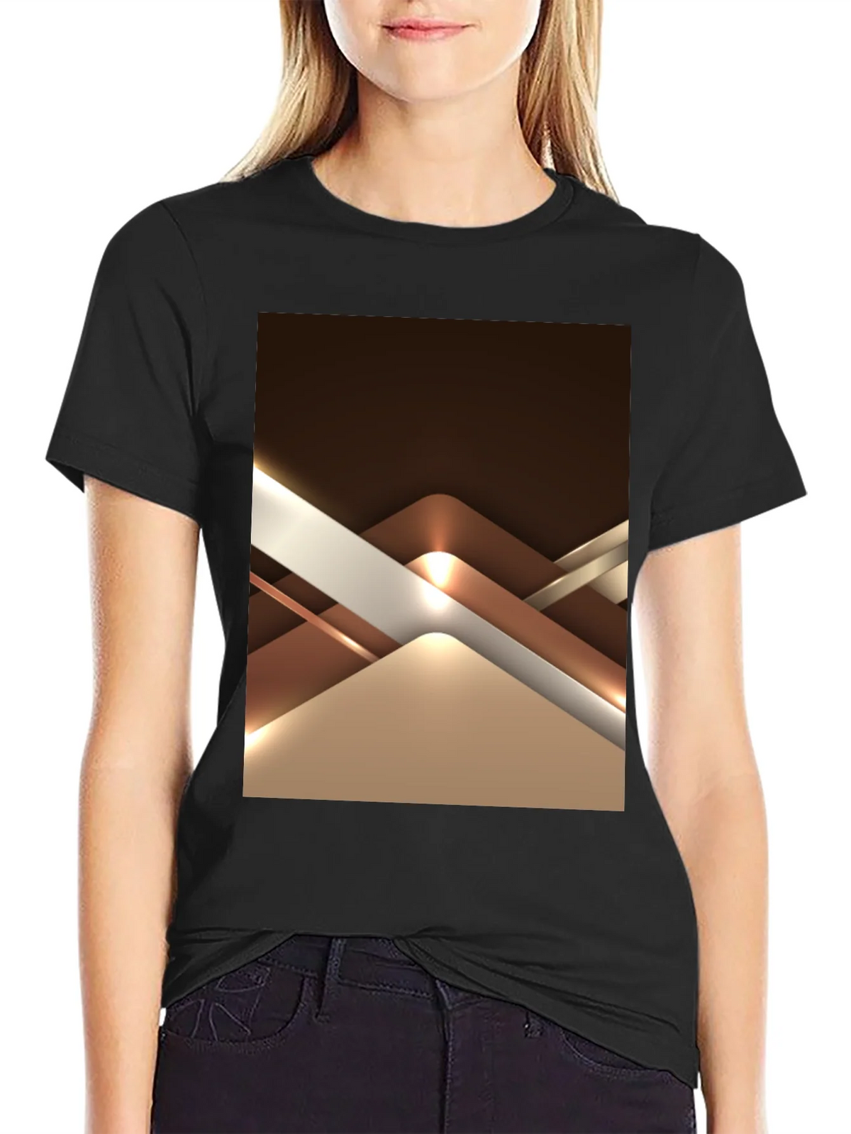 Abstract Geometric Design Graphic Tee - Black product image 2